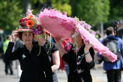 RHS Chelsea Flower Show 2009. Ladies in floral hats.